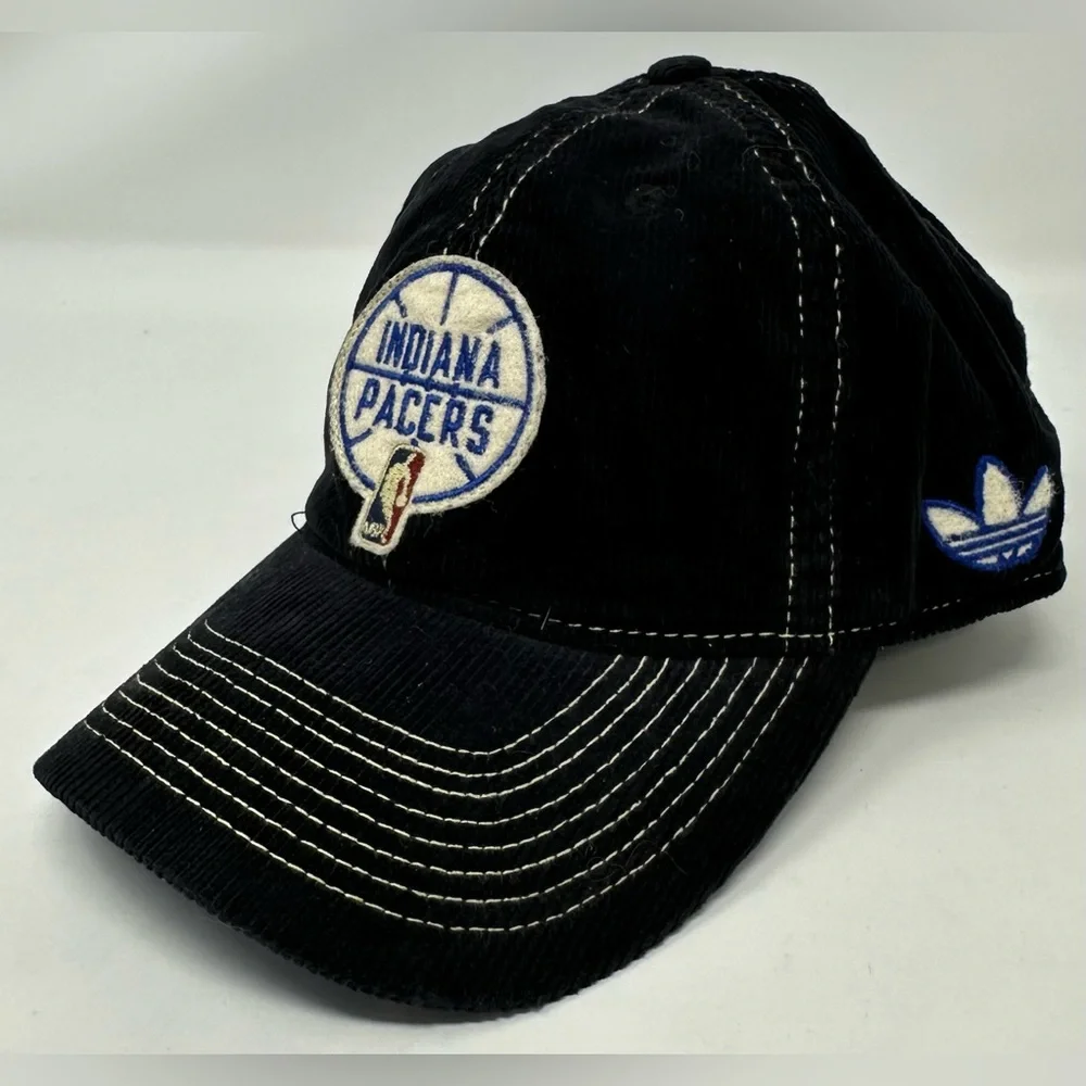 Indiana Pacers NBA Adidas Fitted Corduroy Hat L/XL Navy Blue White Stitch